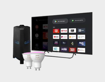 JVC TV, Samsung Smart Speaker and Philips Smart Light Bulb