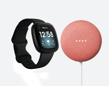 Fitbit Versa 3 and Google Home Nest