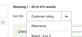 Sort by customer rating